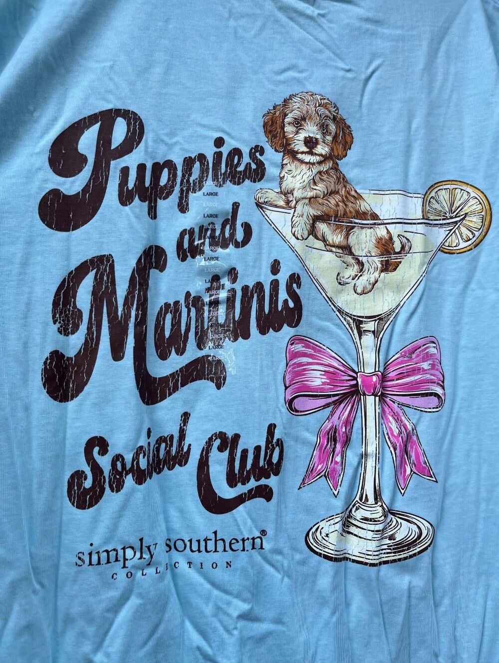 Simply Southern Large Puppies And Martinis Social Club Tee